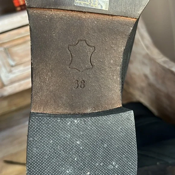 🖤 Free People Cambridge Black Leather Wrap Up Boots Size 38 - Picture 8 of 9